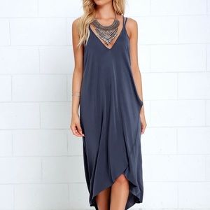 Lulus Mood and Melody Washed Blue High-Low Dress